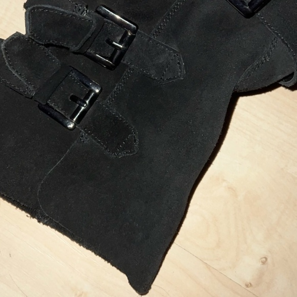 Steve Madden Altta moto bootie ankle boots black suede size 5.5 gently preloved - Picture 10 of 13